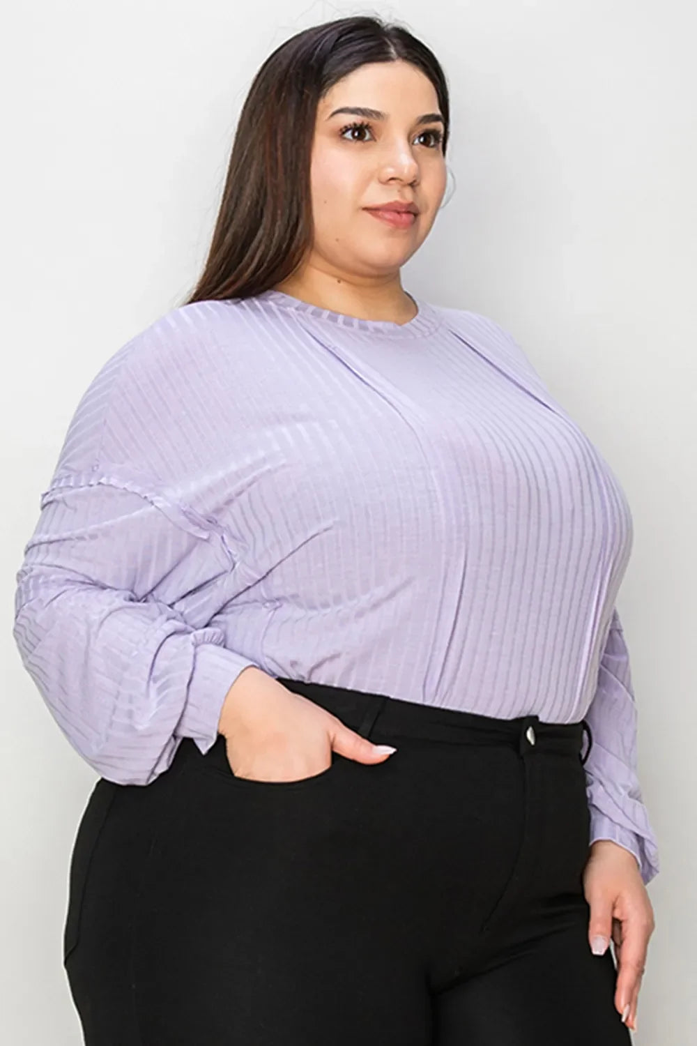 Basic Bae Full Size Ribbed round Neck Long Sleeve T-Shirt